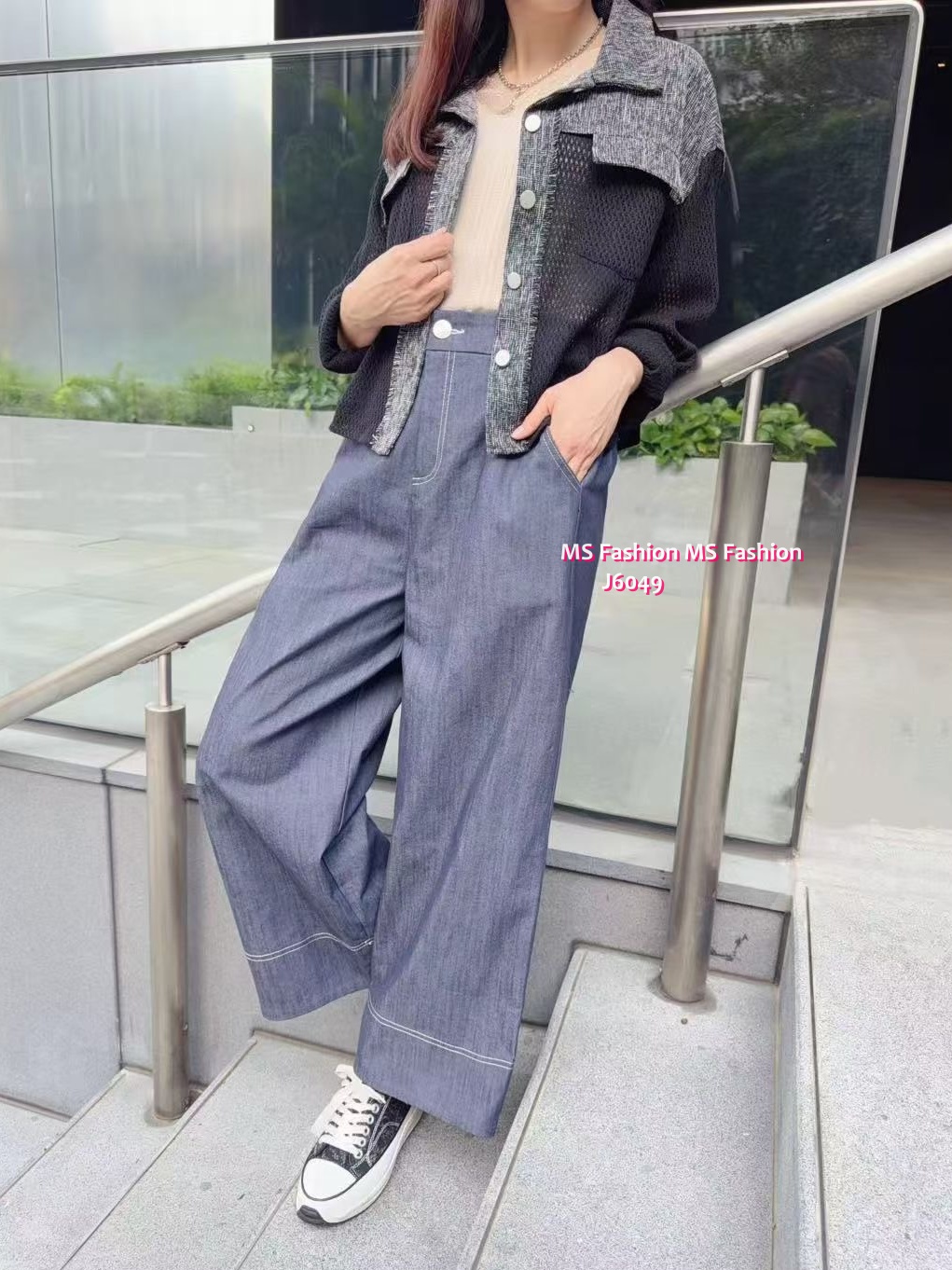 J6049 韓國🇰🇷特色腰闊筒褲