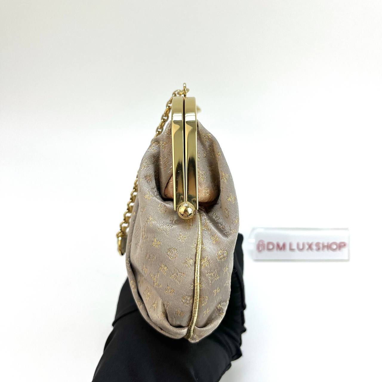  LV Monogram Satin Aumoniere Evening Clutch GHW