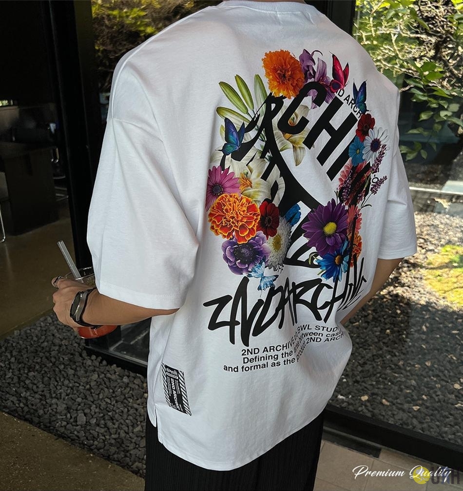 【100%保證韓國直送】韓系 2ND ARCHIVE 繁花轉印藝術寬鬆短袖 Tee 👕 [4 color] RG114958