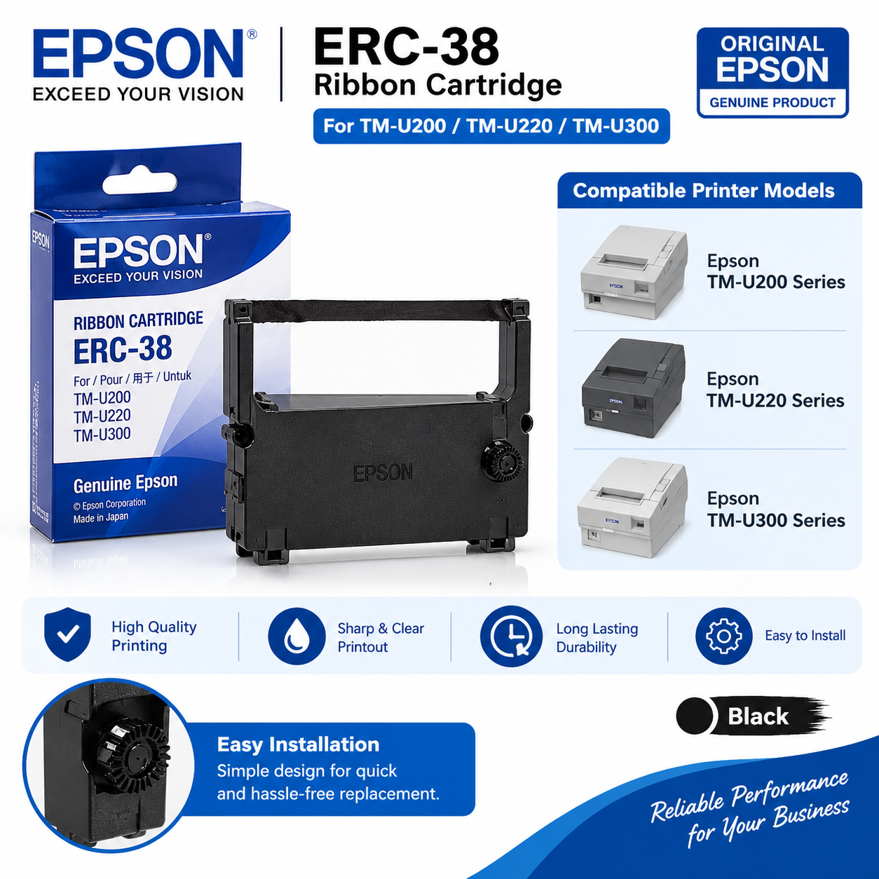 Epson ERC-38 Compatible Ribbon Cartridge 10-in-1 Set for Epson Impact Receipt Printers
