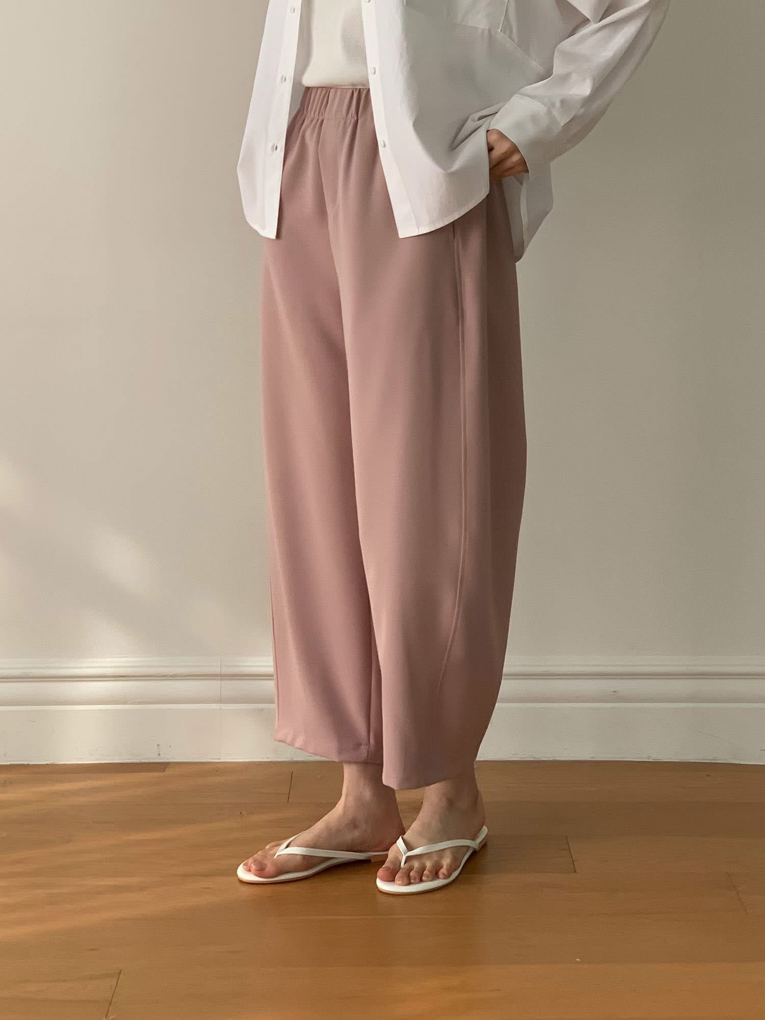 橡筋腰小蘿蔔cut直筒褲