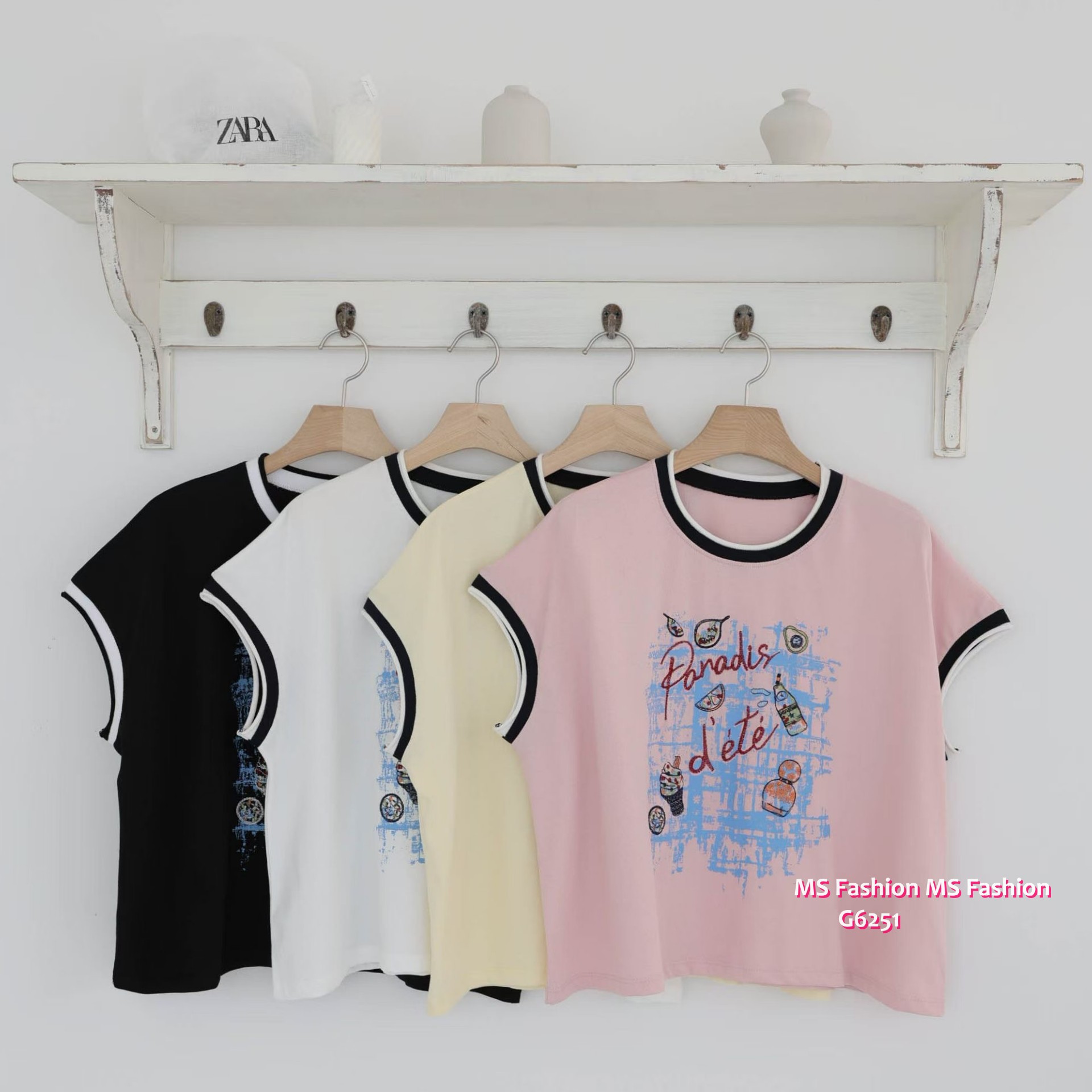 G6251 韓國🇰🇷高質靚print拼邊top