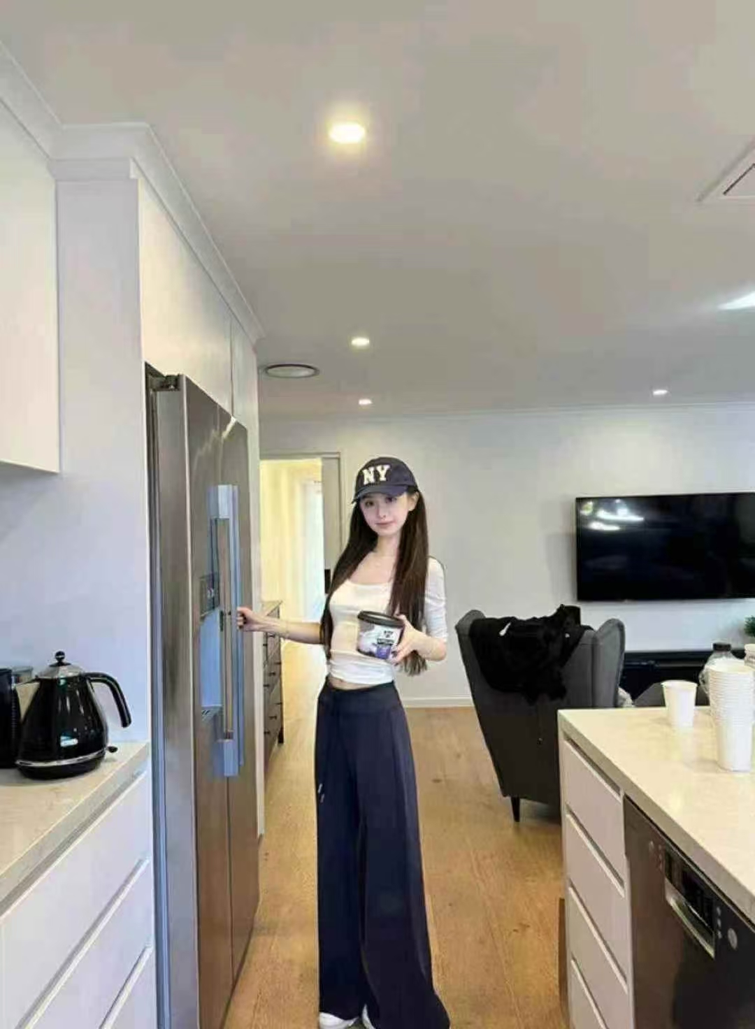 1710 DRAWSTRING WAIST MAXI PANTS 抽绳休闲太空棉长裤