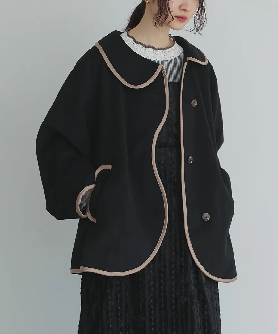 日本預訂📍日本不對稱拼色波浪邊外套 不包郵