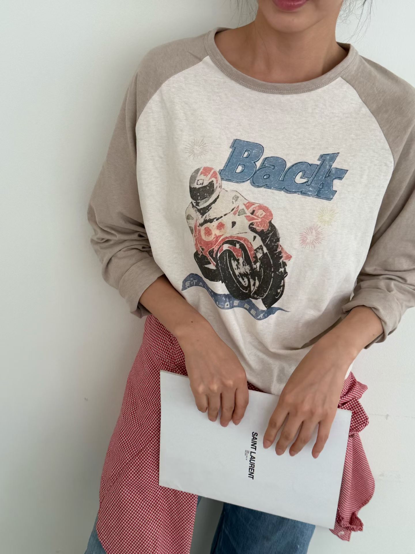 Motorcycle printed vintage tee