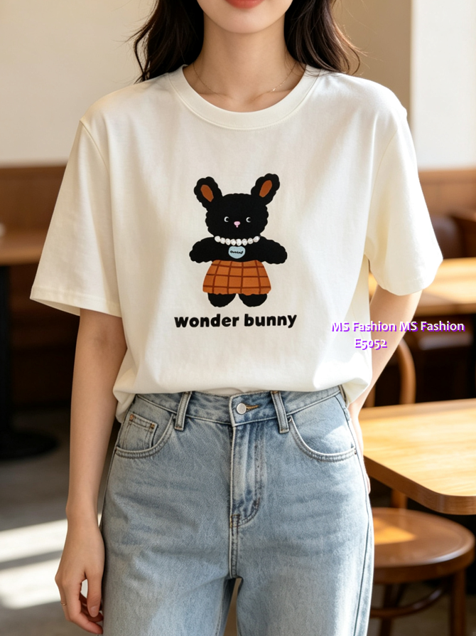E5052 靚料可愛Bunny珠鏈tee