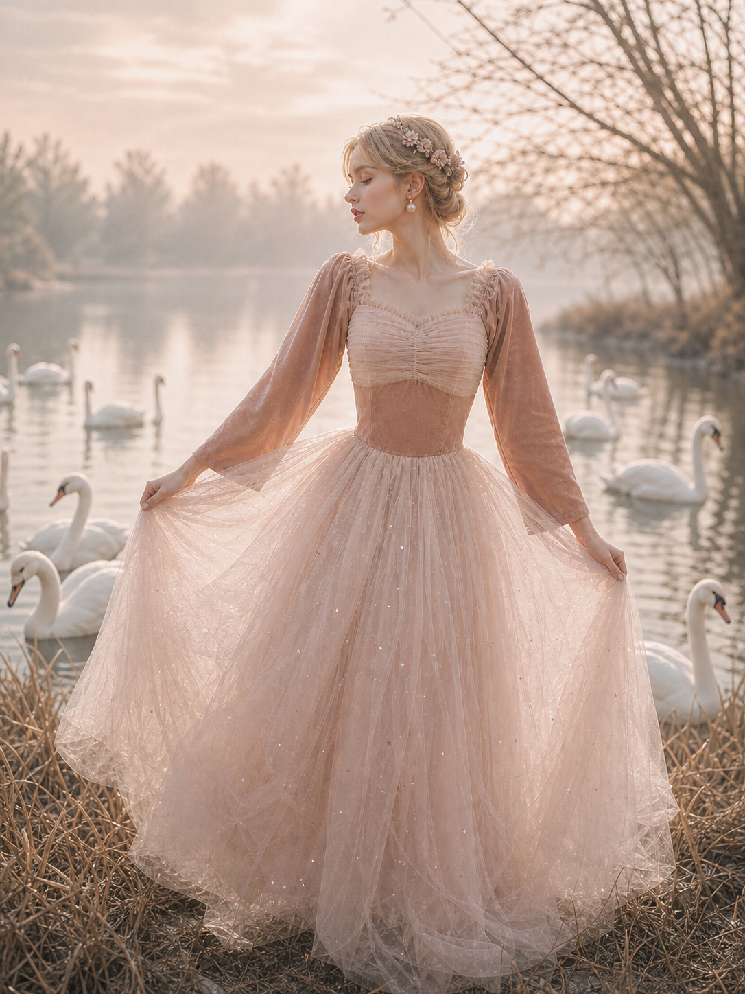 維多利亞絲絨天鵝湖芭蕾禮裙 Victorian Swan Lake Ballerina Gown