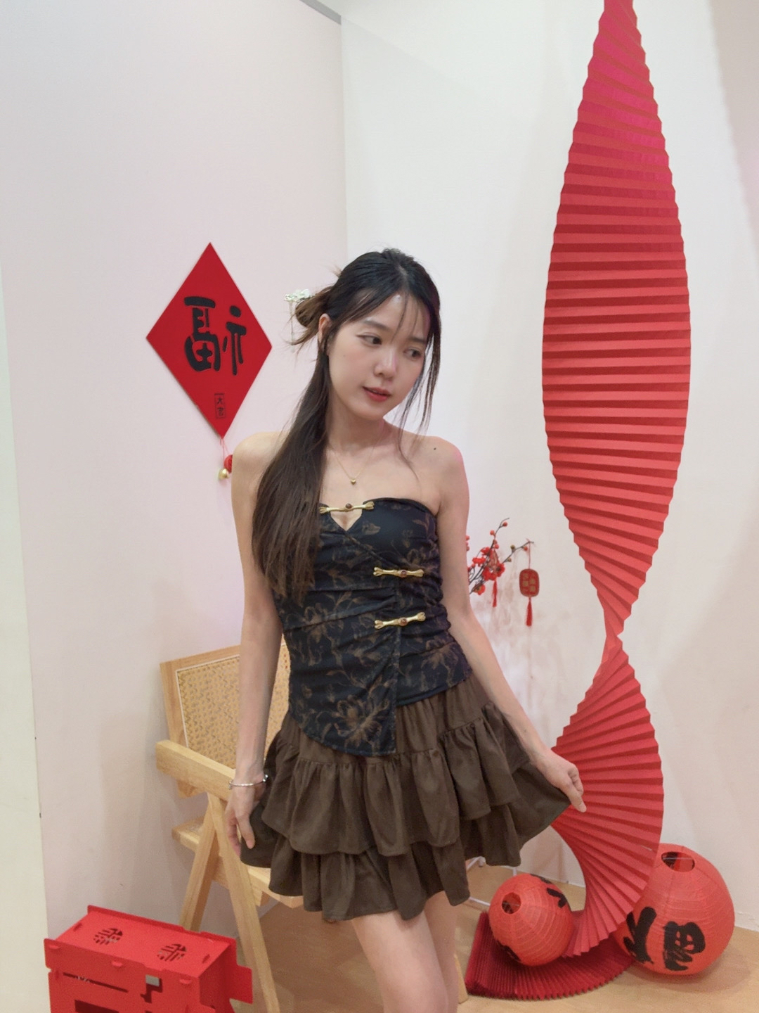 新中式显瘦抹胸背心上衣 R2944