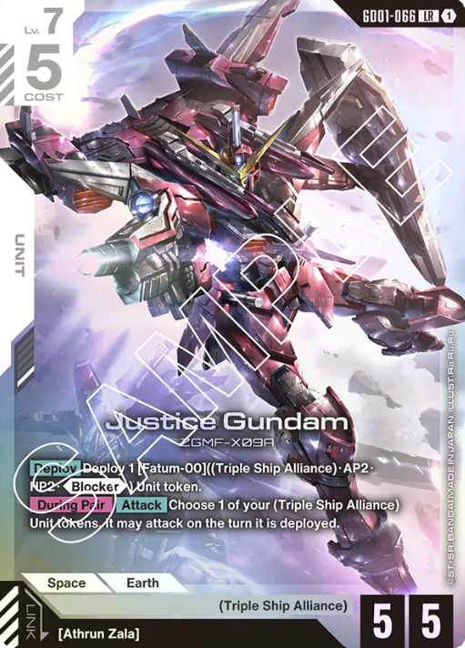 Gundam TCG Card Game - GD01-066 (LR) Justice Gundam