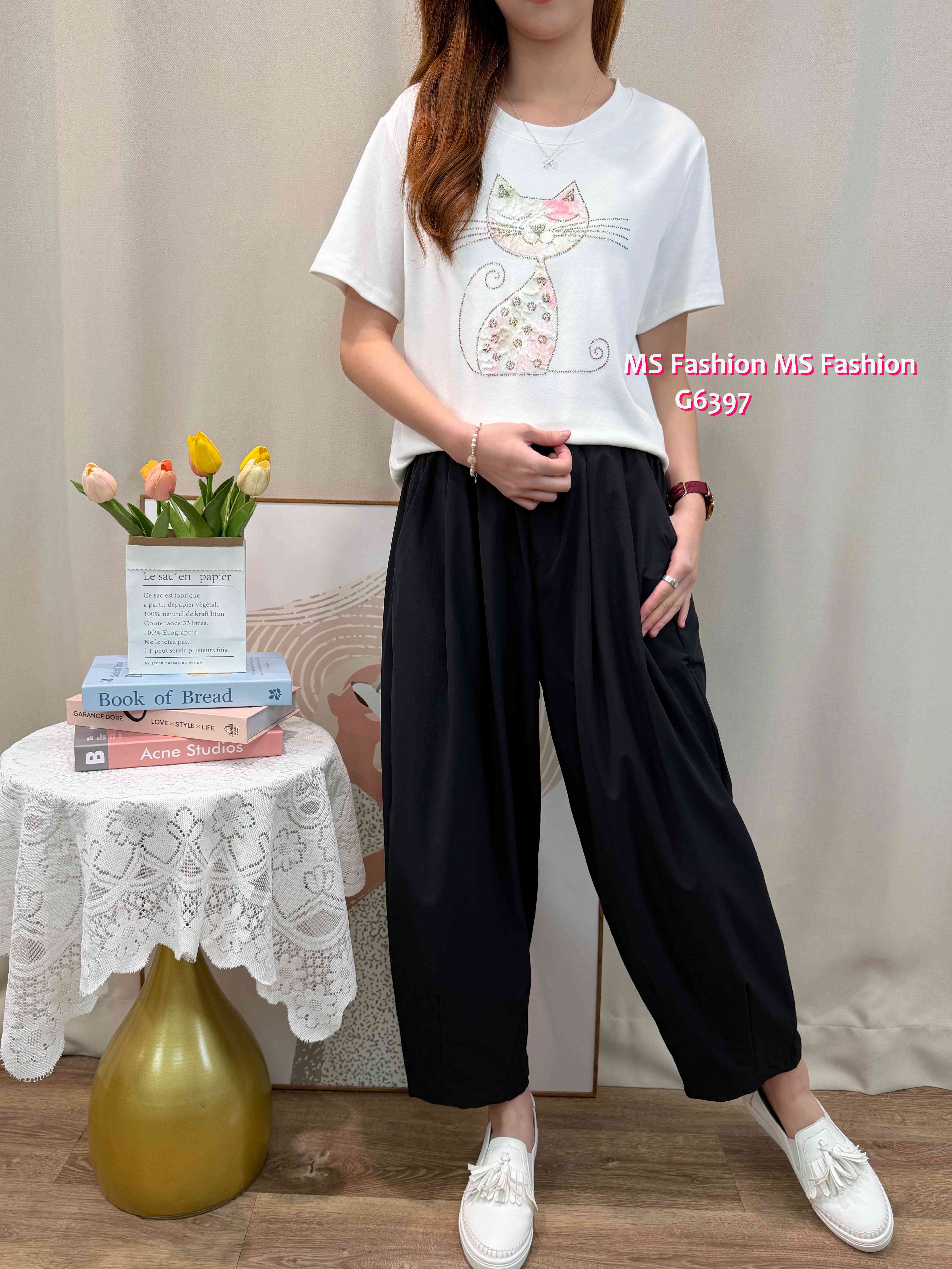 G6397 lace貓瞄tee