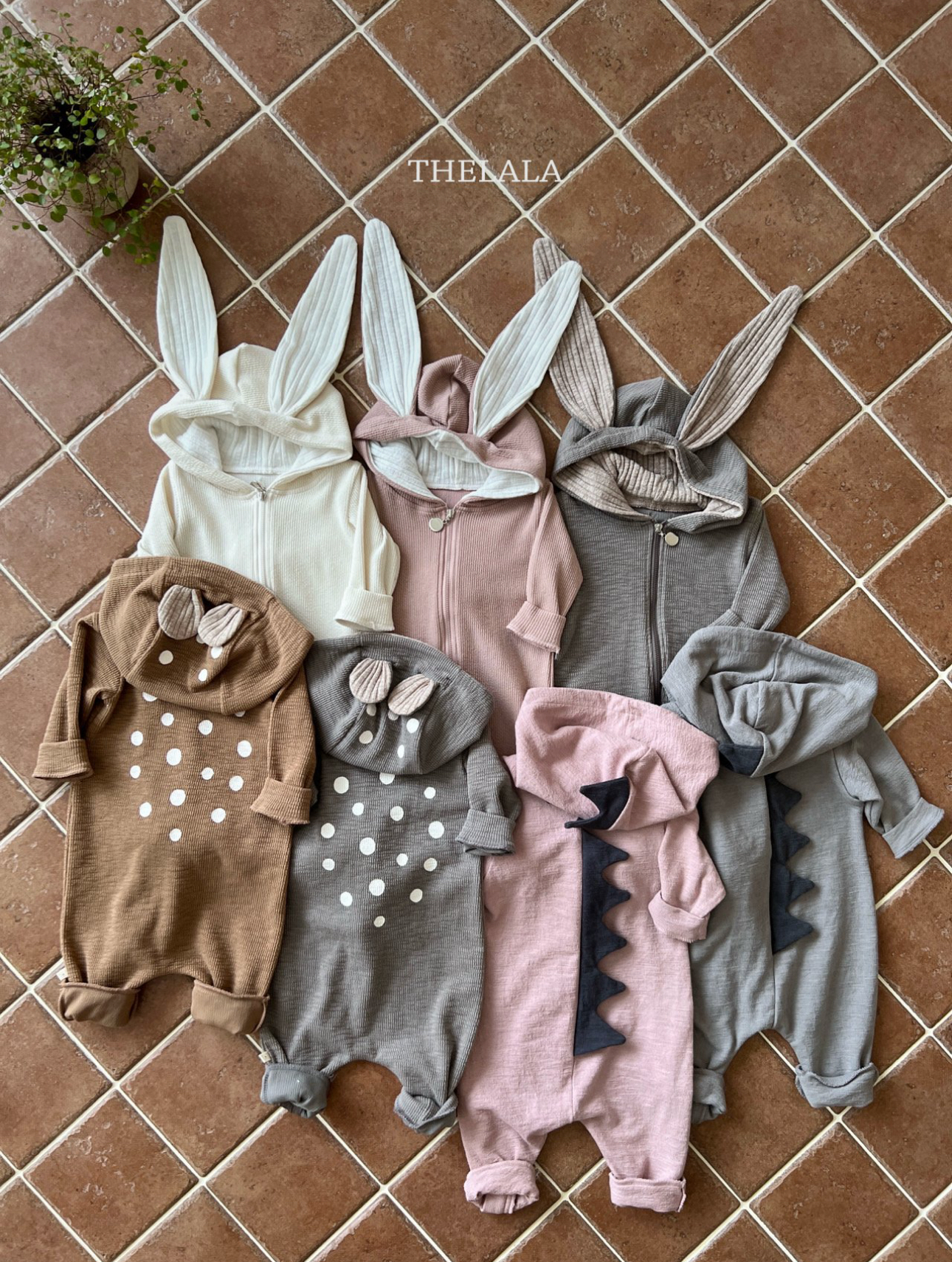 🌸預訂 韓國直送🌸🇰🇷THELALA兩色恐龍造型連帽拉鍊長袖連身服