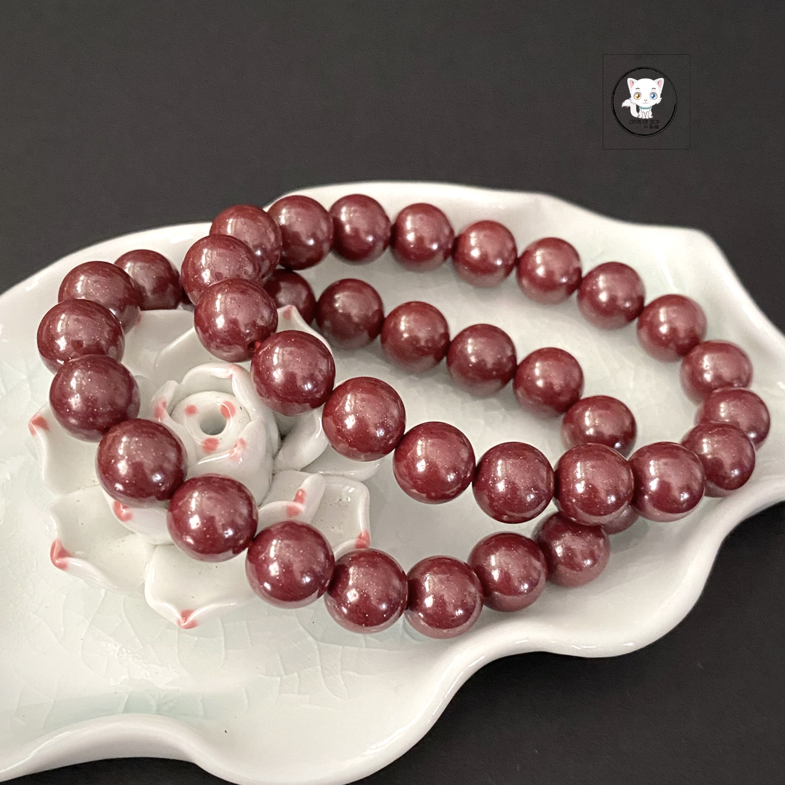 天然古法紫金硃砂手鏈 10mm