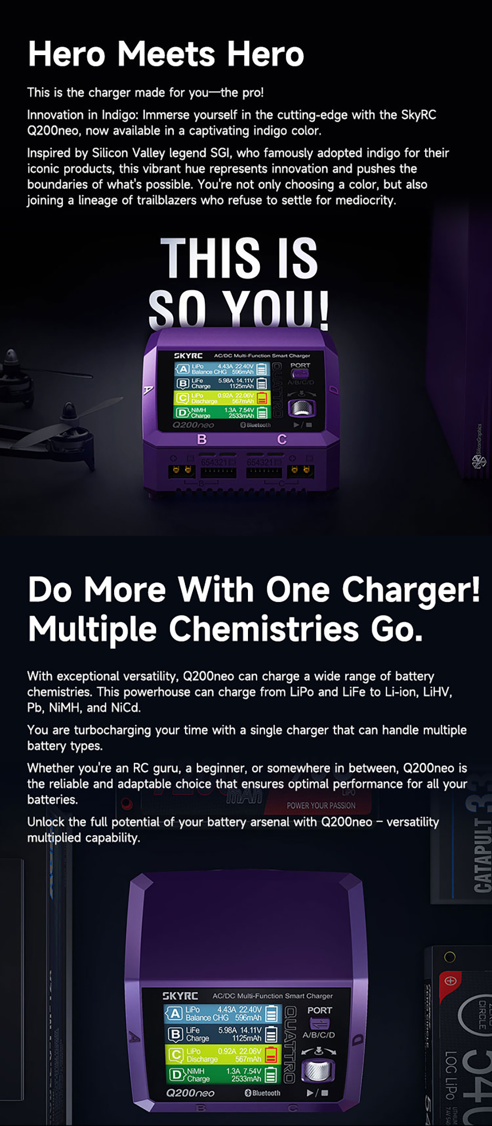 SkyRC Q200Neo AC 200W / DC 400W 4 Channel Smart Charger | Flysmart Digi