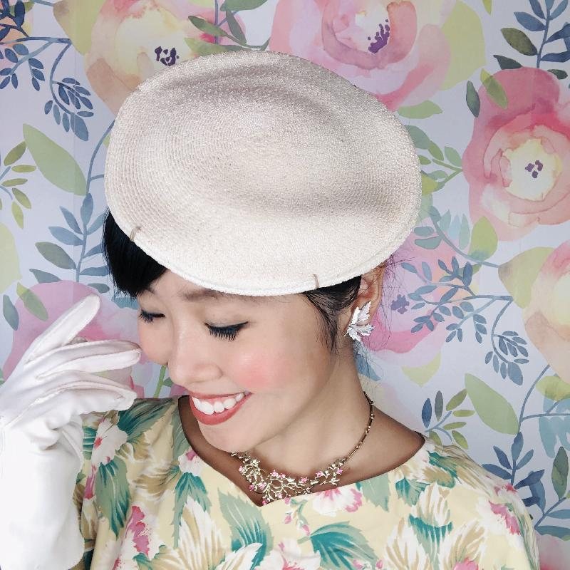 Vintage C.a.1950s Duby Hats New York Ivory White Straw Hat /Summer Headpiece(MT1791-1)