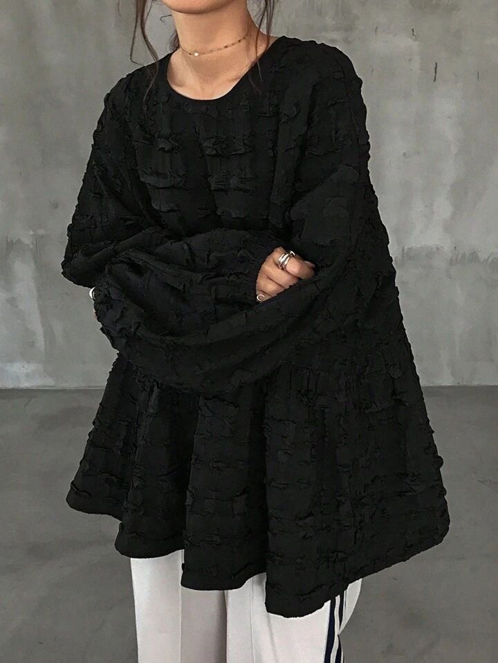 復古紋理寬鬆娃娃衫