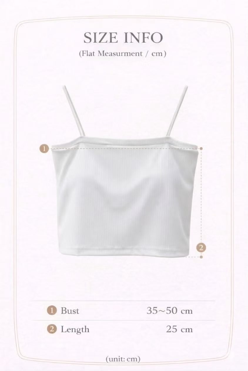 MT19_05 平口短版胸墊小背心 (4色)