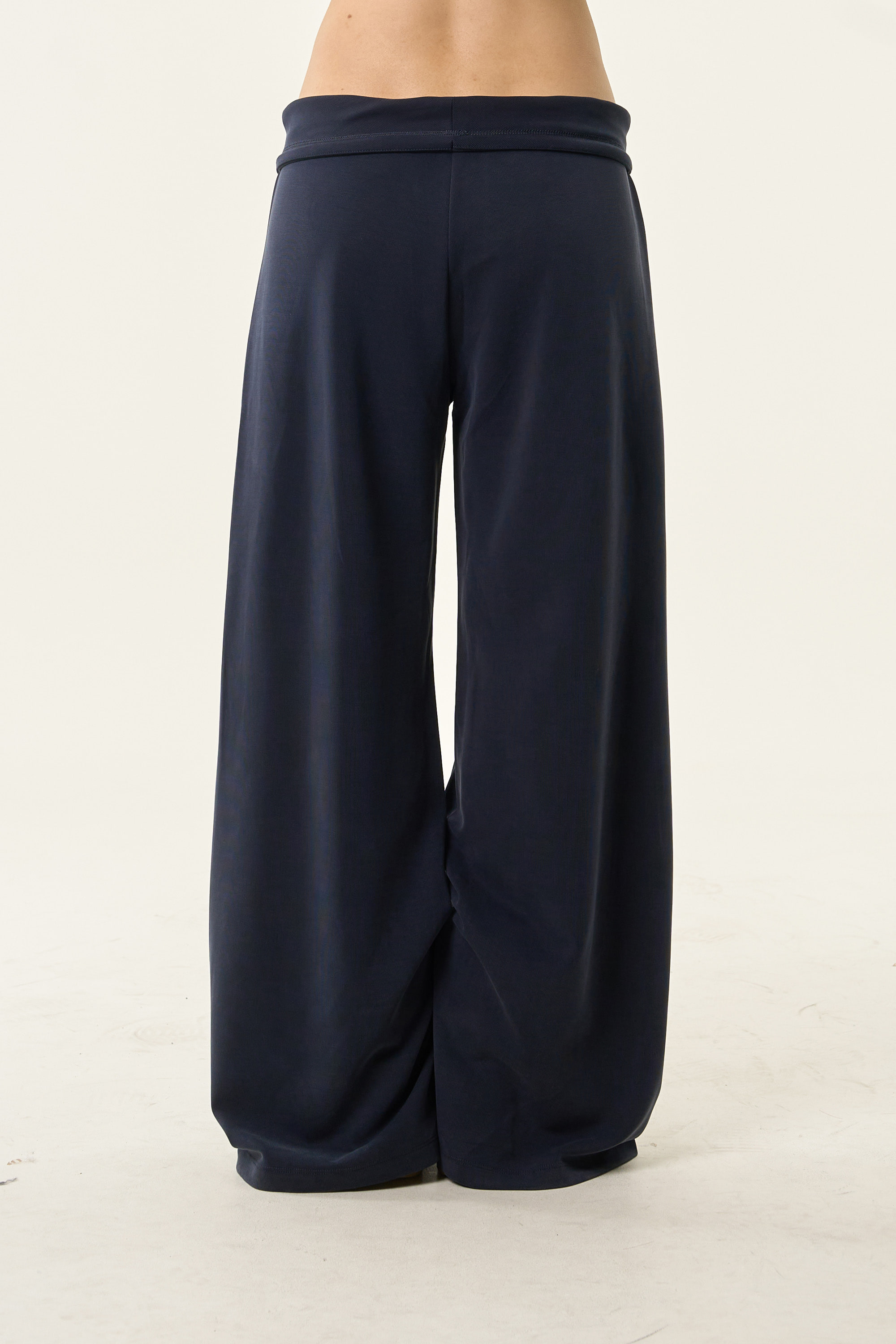 Fold-Over Wide-Leg Sweatpants