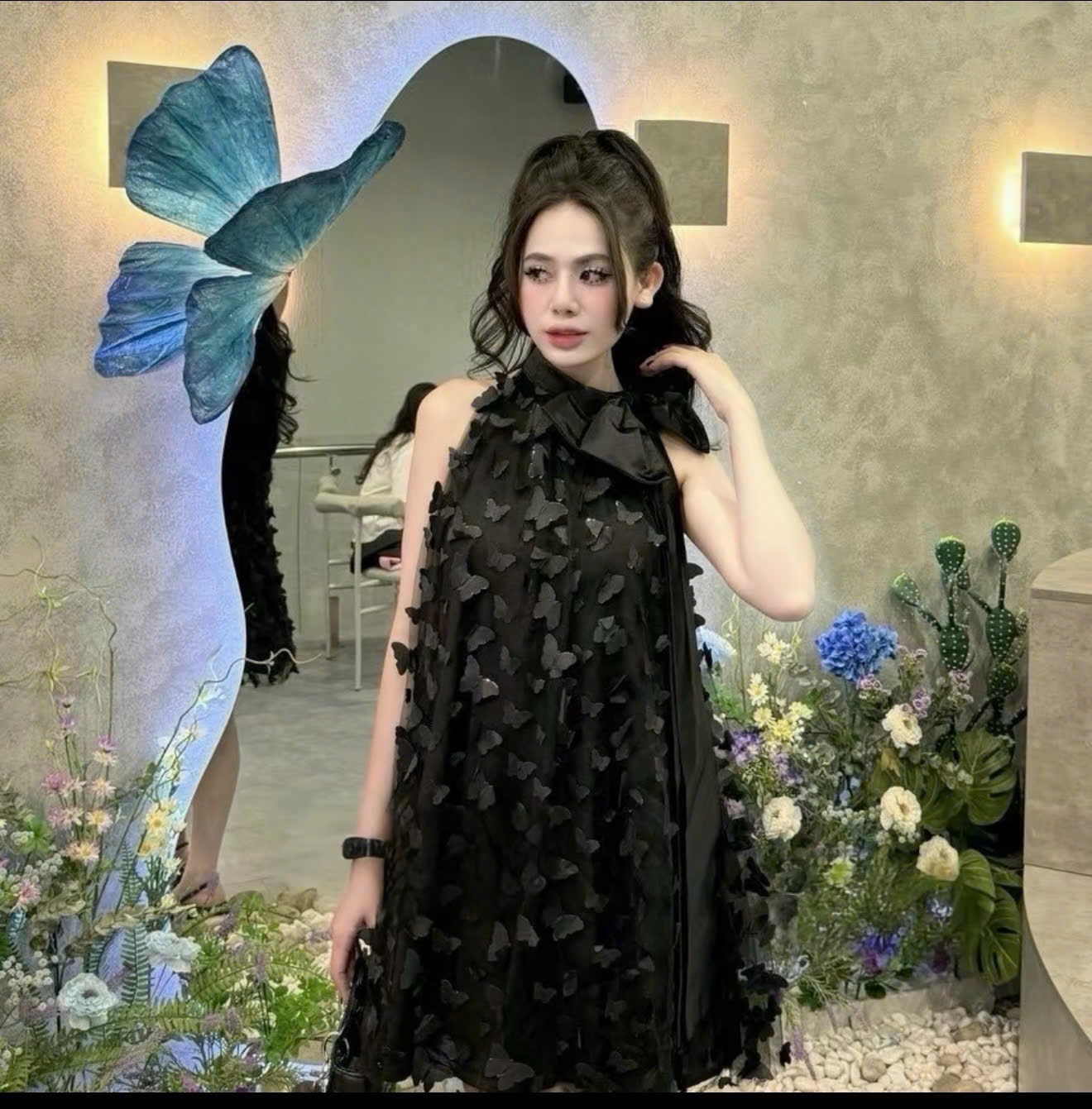 蝴蝶結吊帶連身裙 