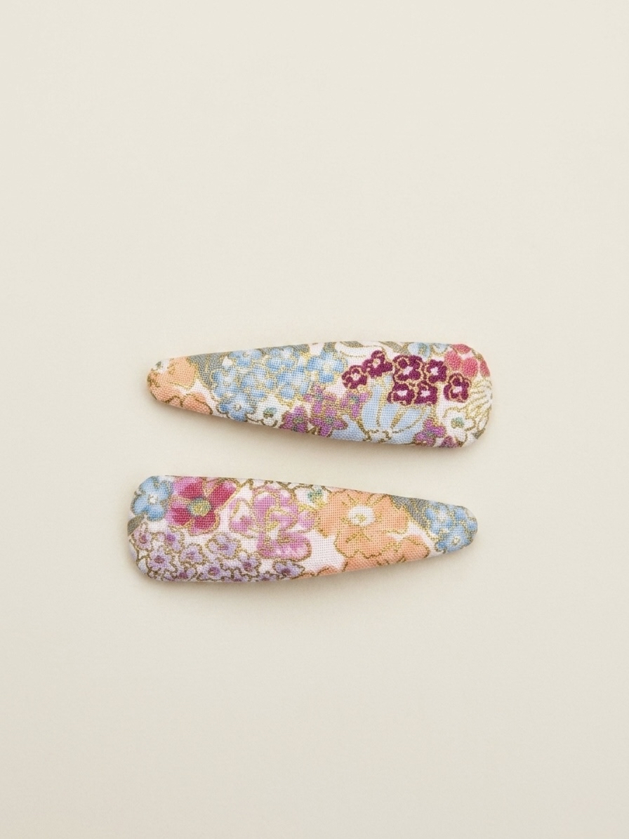 日系復古碎花水滴夾（7cm)