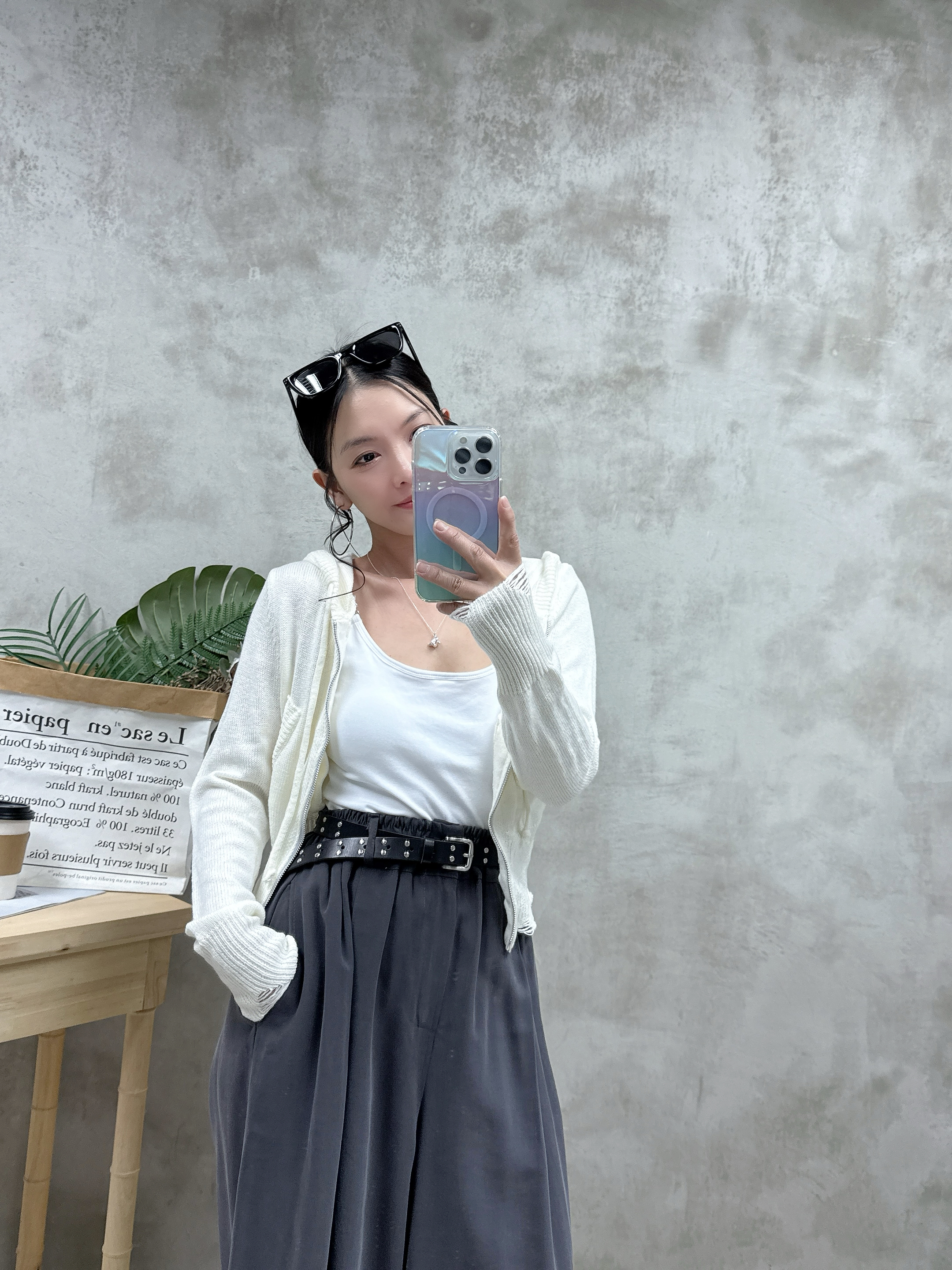 B06 銀扣方領長Bra top