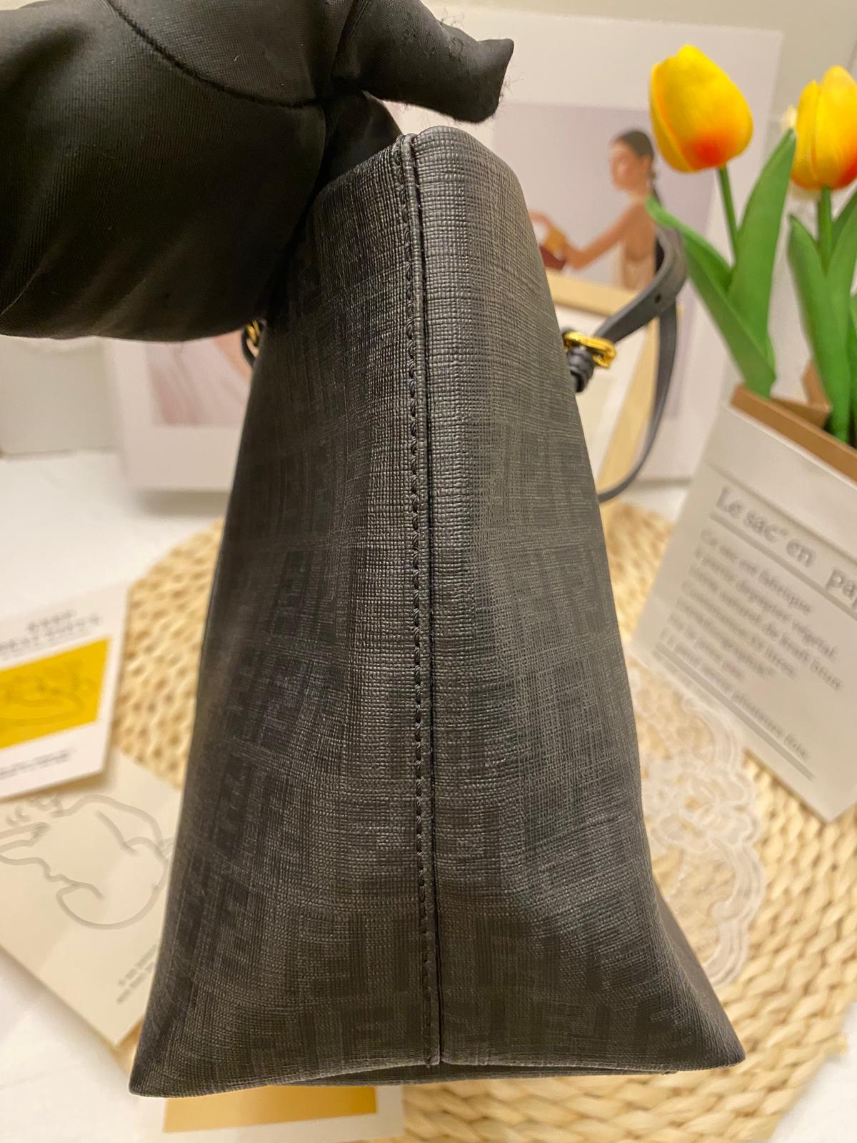 Fendi Black Zucchino Canvas Shopping Tote Bag