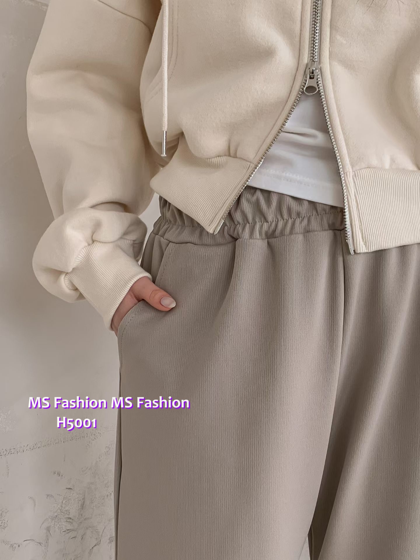 H5001 暗直紋闊筒褲