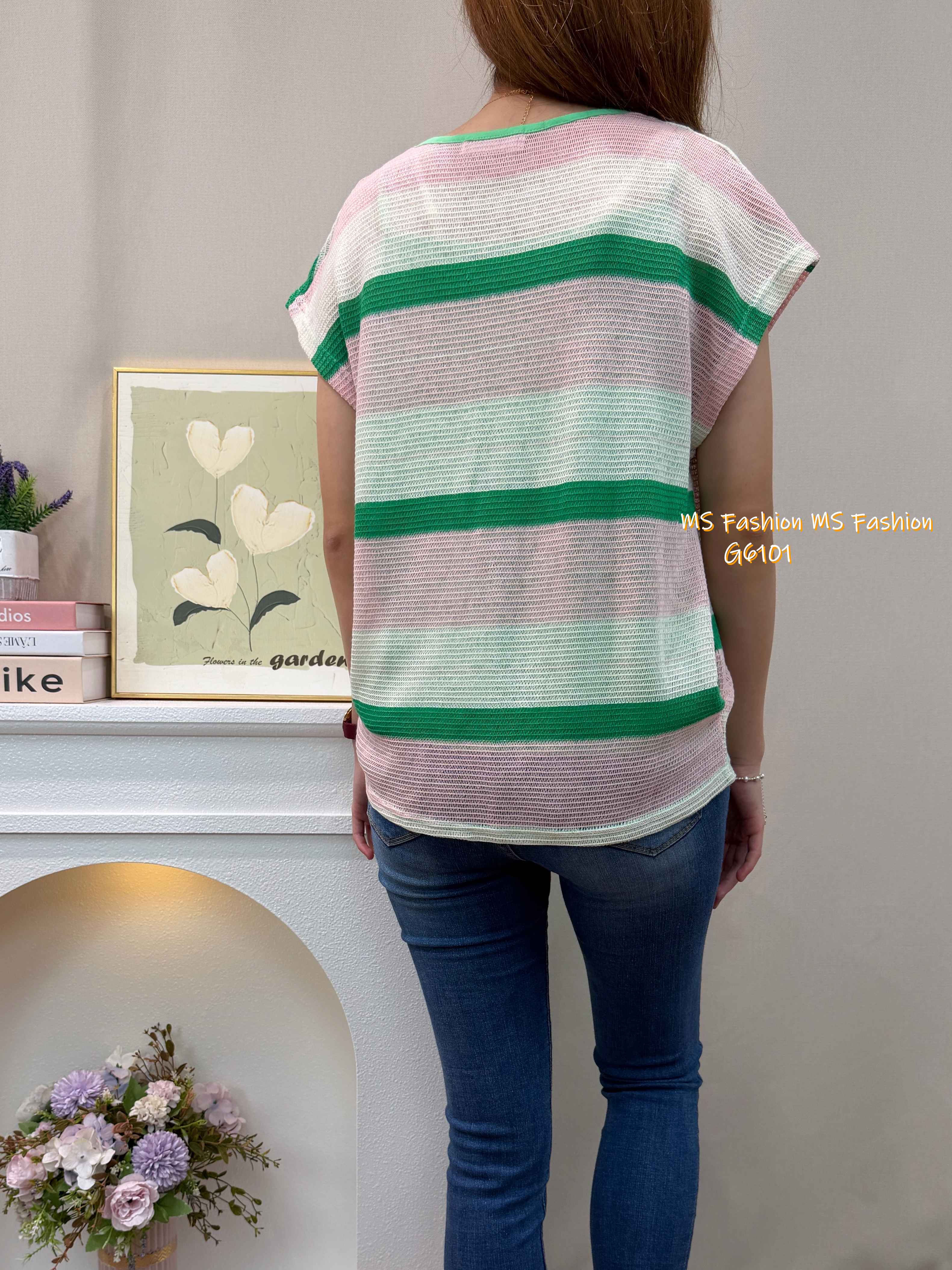 G6101 韓國🇰🇷靚色橫間top set