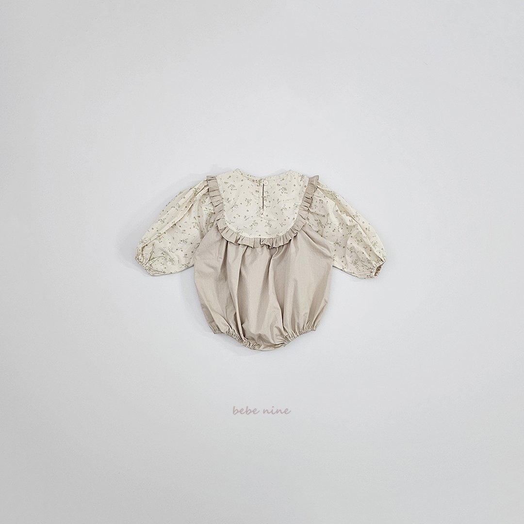 🌸預訂 韓國直送🌸🇰🇷Bebenine兩色碎花波點荷葉花邊闊領寬鬆長袖包屁衣