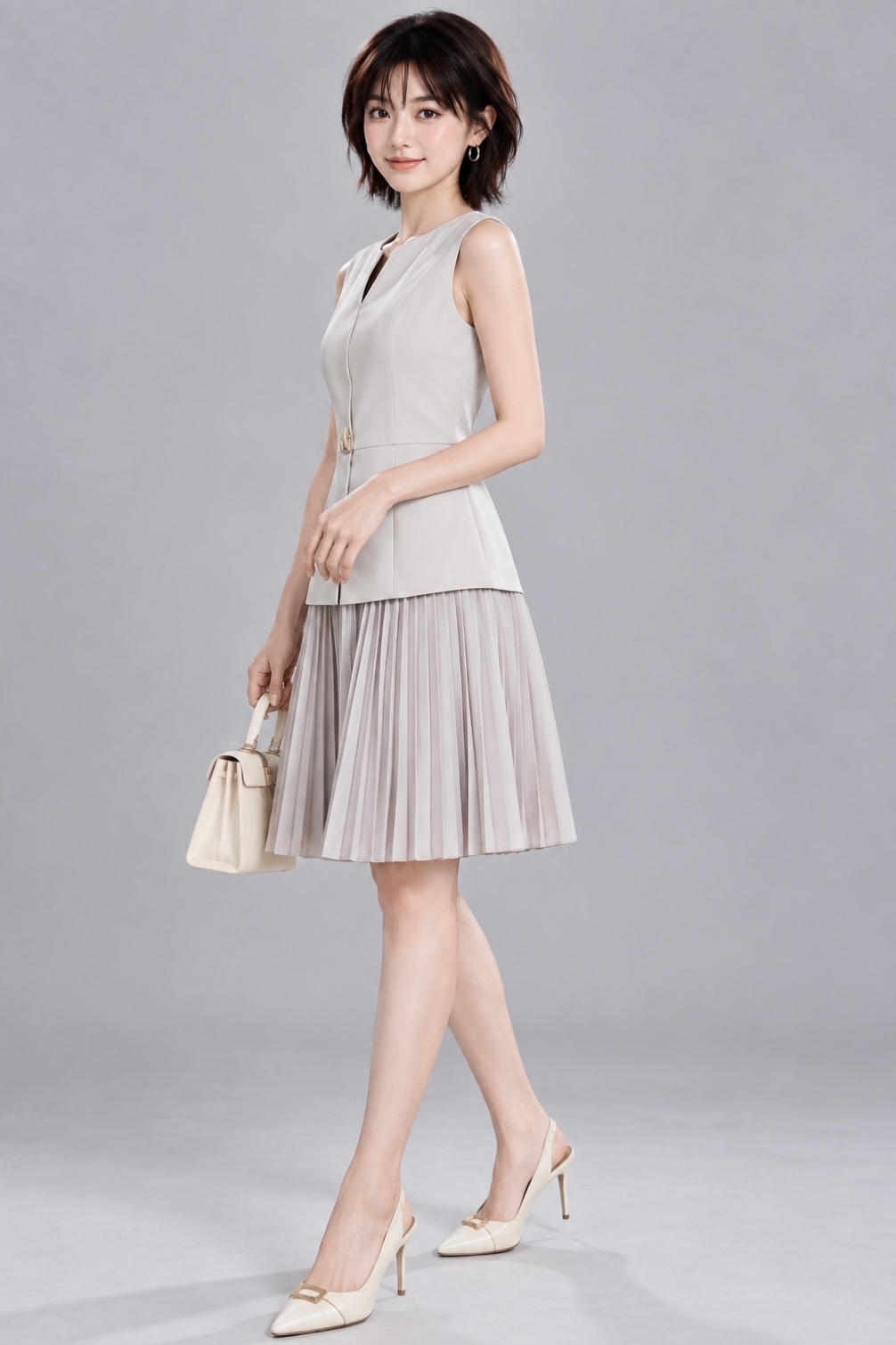 26610 Pleated Peplum Midi Dress