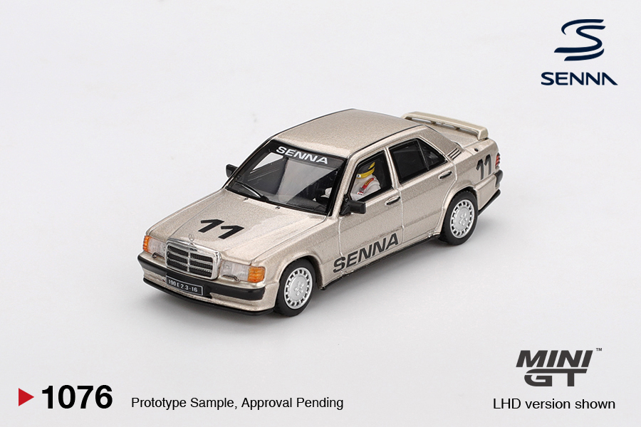Mini GT 1/64 Mercedes-Benz 190 E 2.3-16 #11 Ayrton Senna 1984 Nürburgring Race of Champions w/ Figure - MGT01076-L