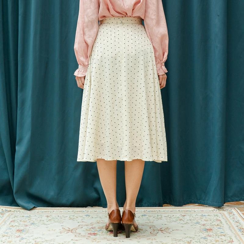 Vintage Japanese Mini Polka Dot Tea Length Swing Skirt / Flare Skirt- Waist 24.5" (MT1606-36）