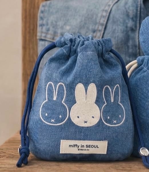 救救3小兔B行動 新登場 [韓國直送] Miffy in Seoul限定 Denim牛仔布系列 索袋