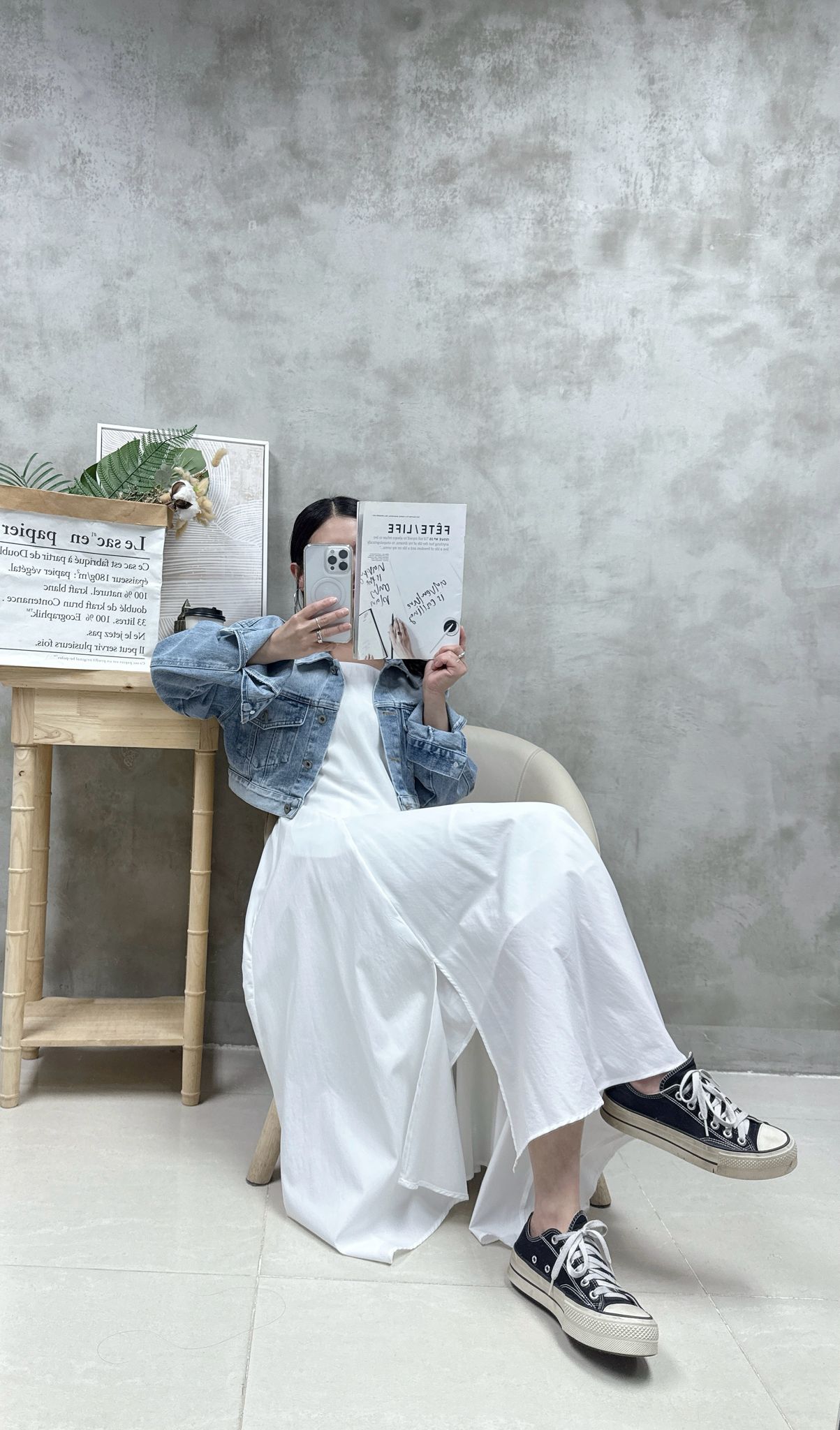 B01 後扣漸變色洗水牛仔外套