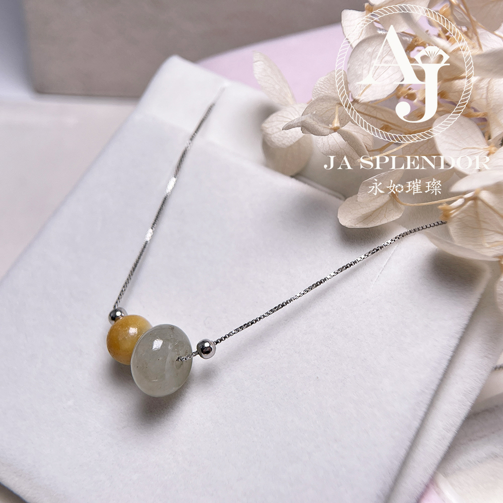 D-04E 天然翡翠A玉 招財幸運純銀項鏈