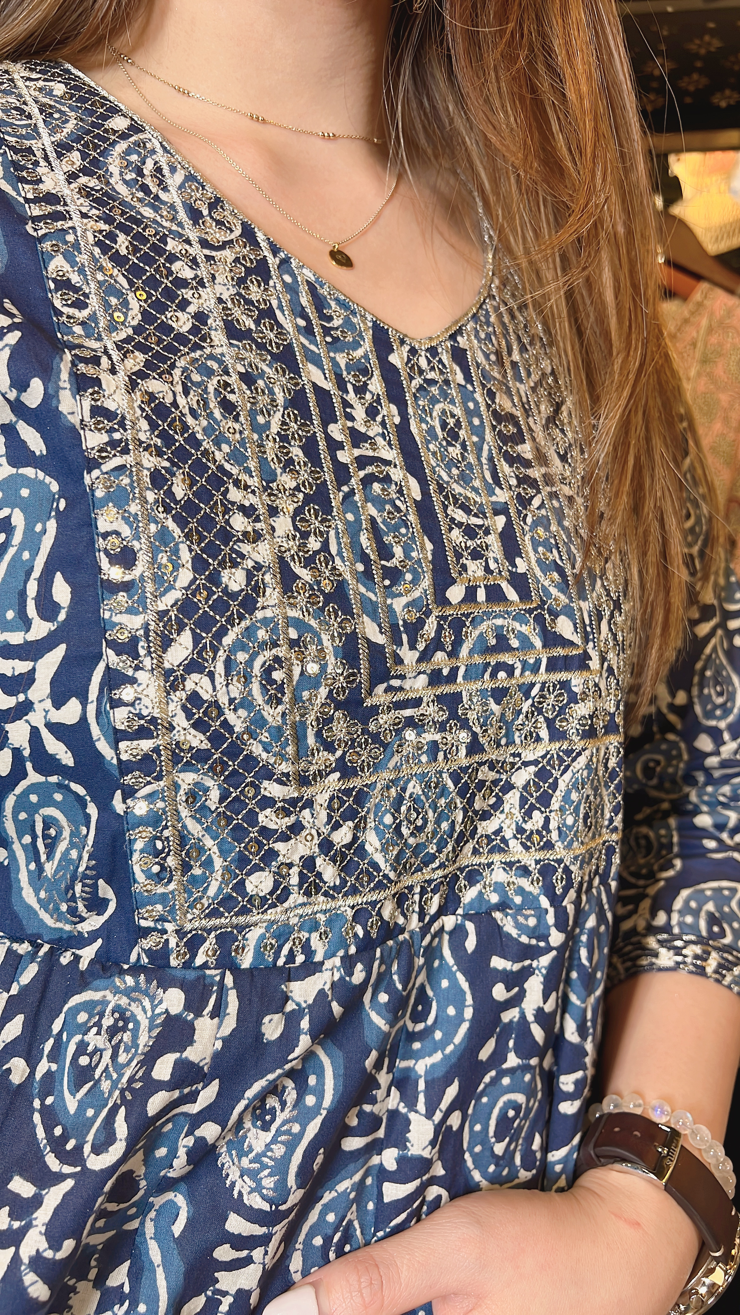 Blue X White Block Print 2- Layered OP49" #1074