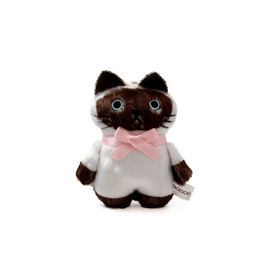 Cacaocat 毛公仔掛飾 - 棕色與白色的貓咪「奶油貓」