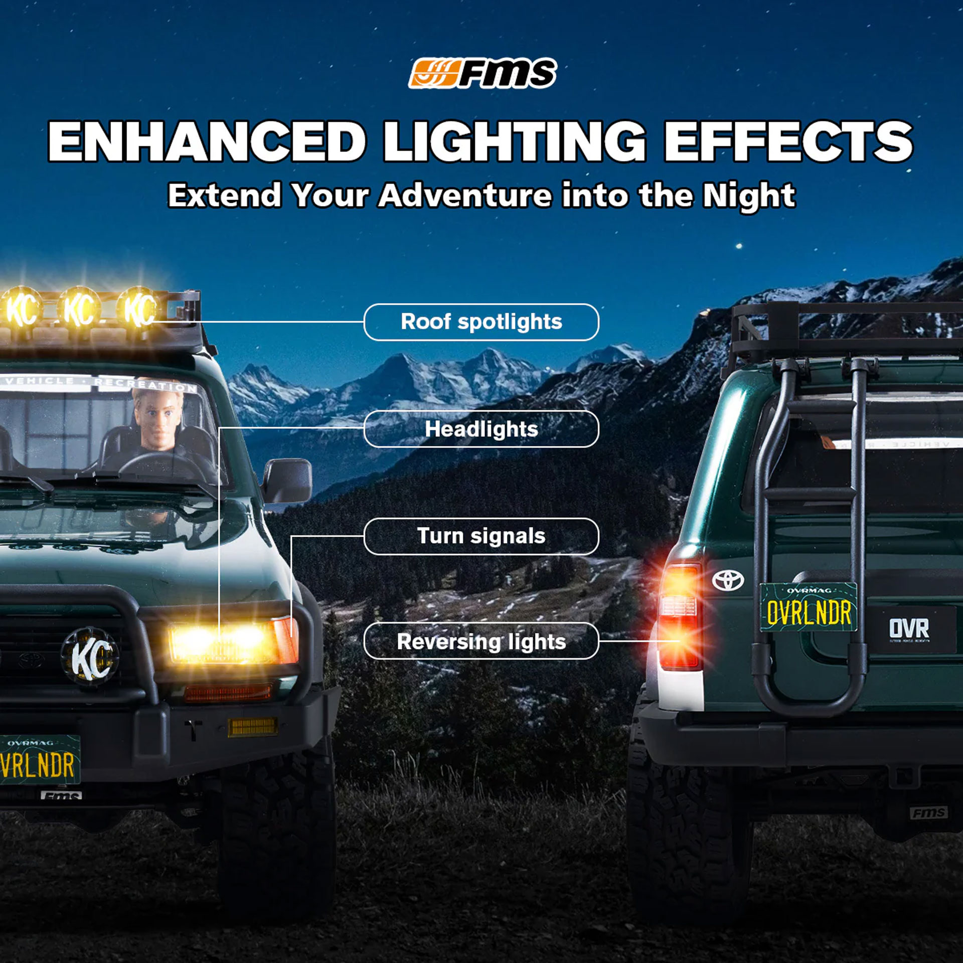 全新 FMS 1:10 LAND CRUISER 80 無刷攀爬車 | FCX10 | LC80 | TOYOTA 授權 | 4輪驅動 | 3541 KV1200 無刷電機 | 雙速變速機械波箱