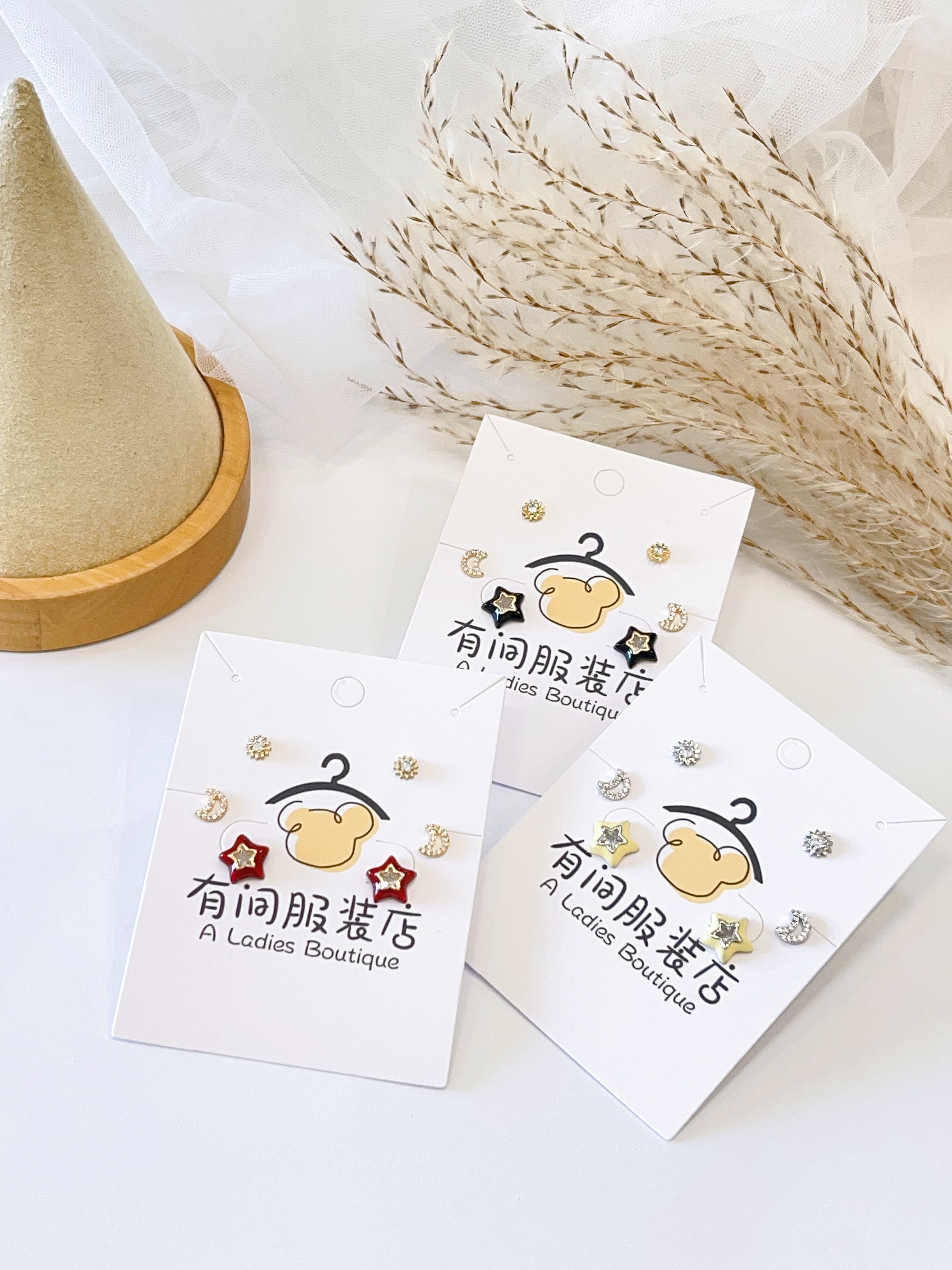 甜酷星月耳环套装⭐🌙