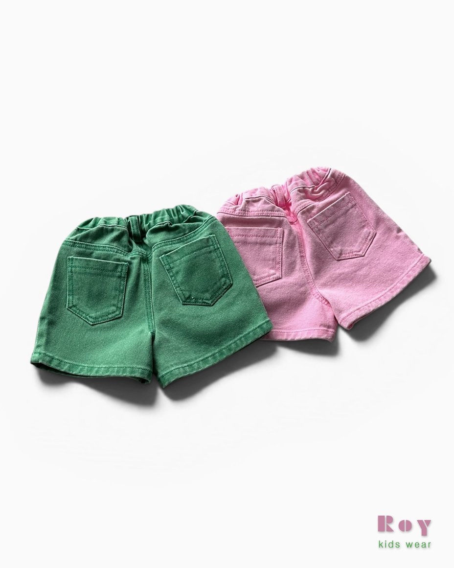 Roy | Denim shorts(Green/Pink L(108-116)