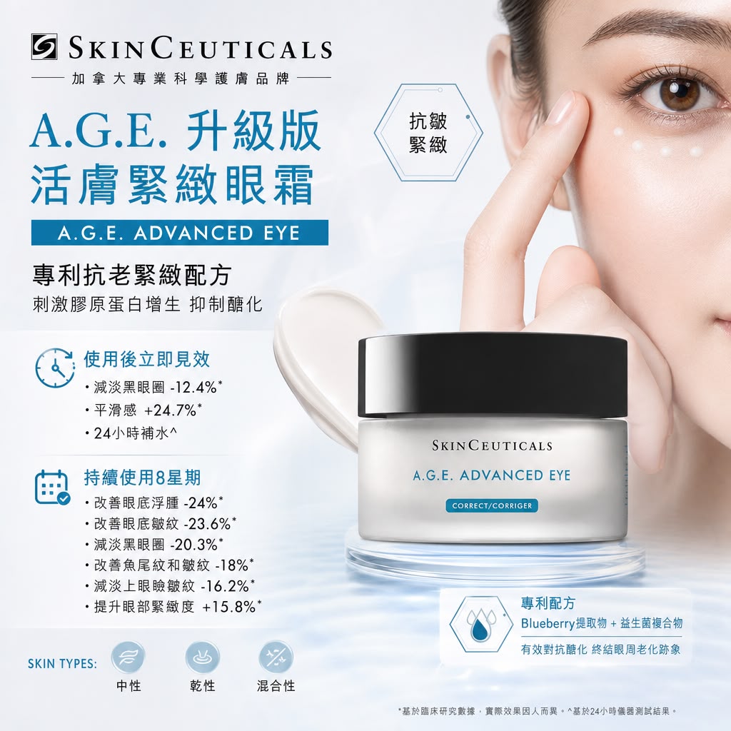 加拿大限時優惠代購 SkinCeuticals A.G.E. 升級版活膚緊緻眼霜15ml