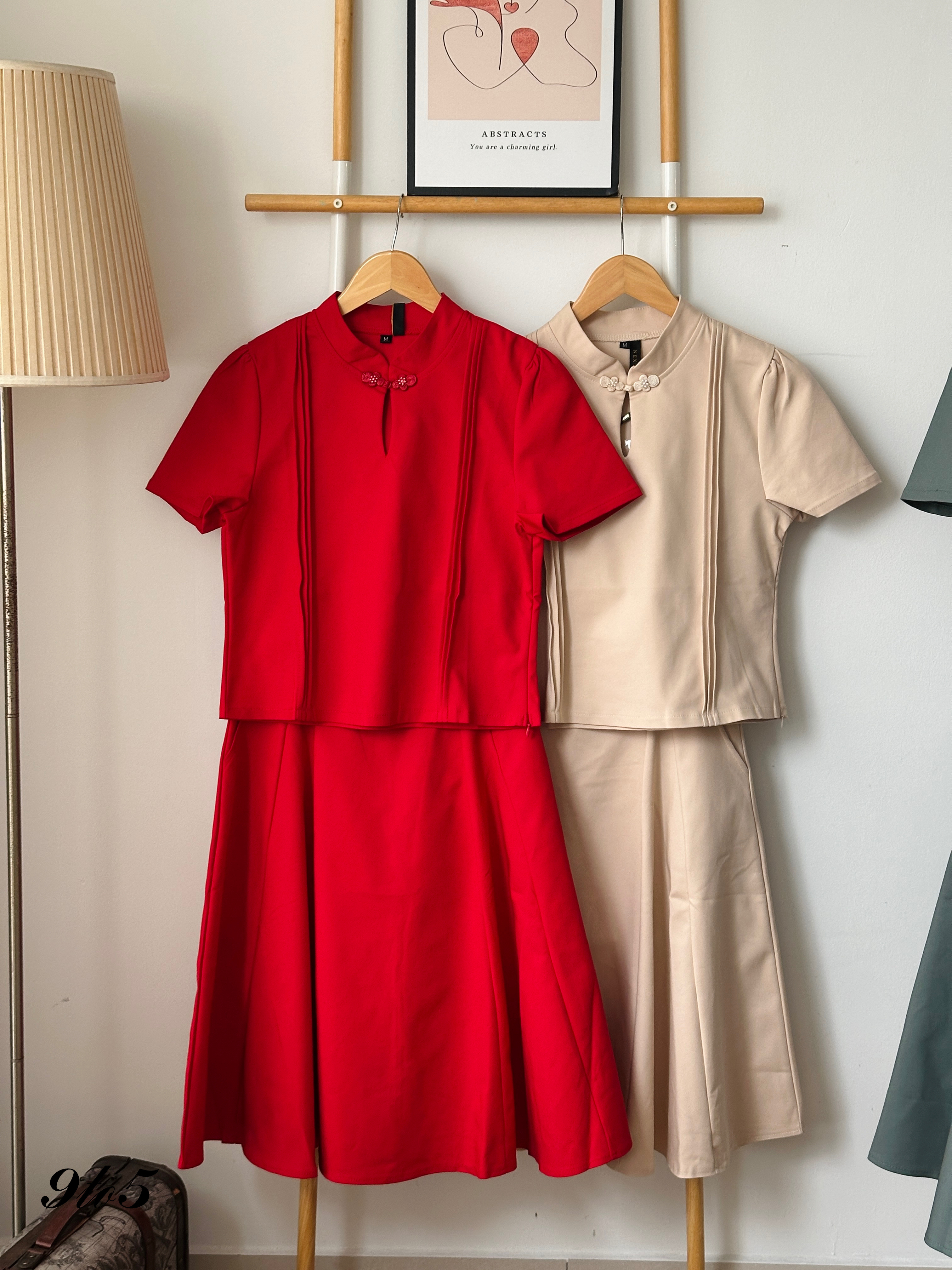 D2309 Stand Collar Cheongsam Matching Set - 3 Colors