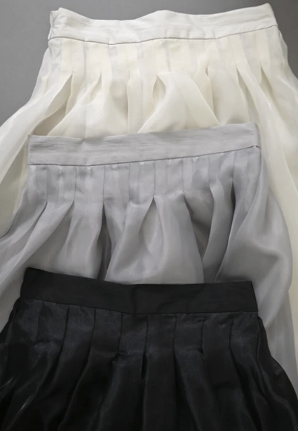 歐根紗x塔夫綢褶襇蠶繭裙 - 2026 流行穿搭  女士長裙 春夏時尚穿搭 優雅日常 成人休閒 易於配搭 日本直送   #JP-I-260025