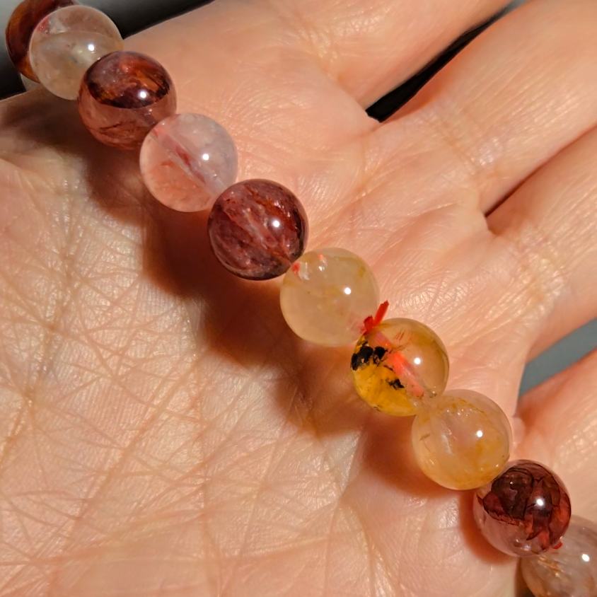 Fire quartz 9.3mm bead bracelet - JW121