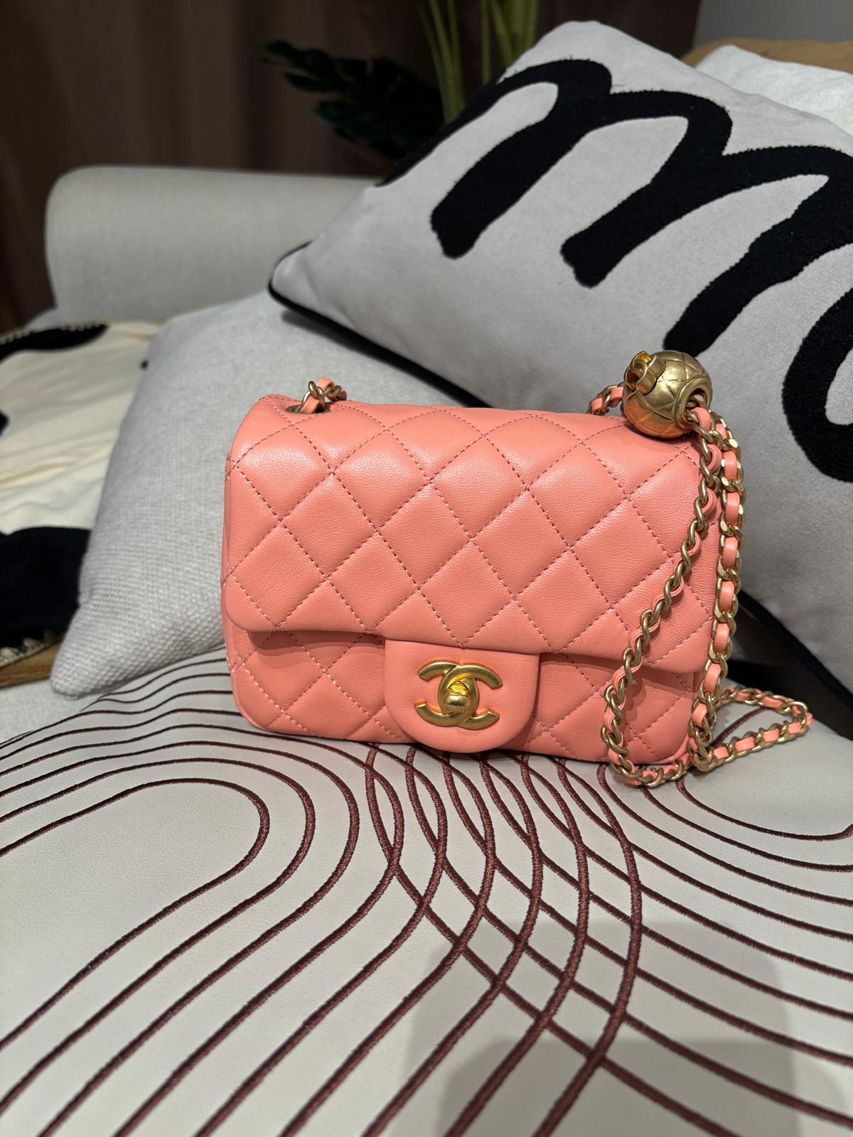 Chanel Mini Flap Bag With Pearl Crush ,金球方胖, 100%Authentic, 99%New ✅收據副本✅Dust bag✅晶片
