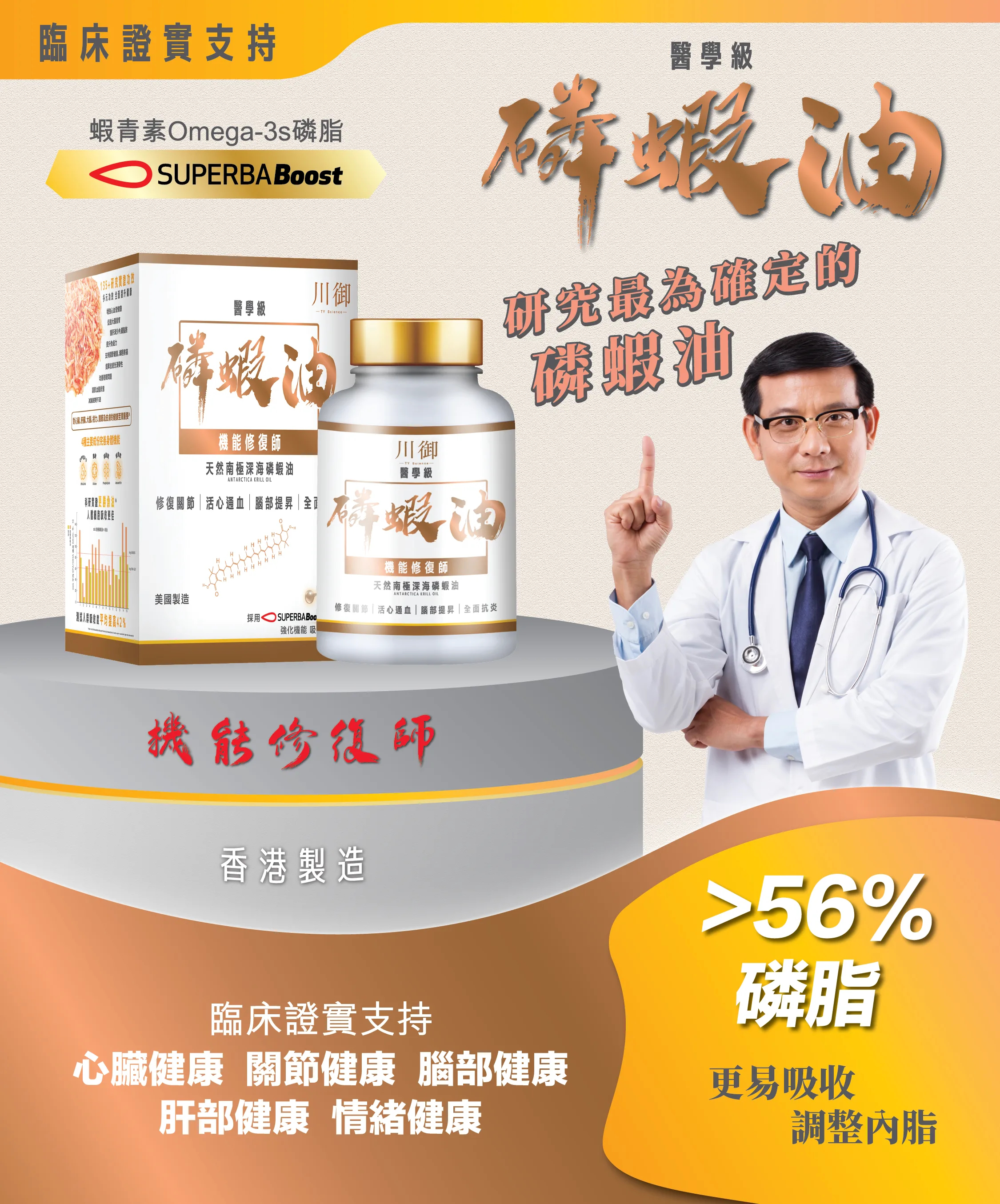 TY Science 川御南極磷蝦油60粒 醫學級修復大師 