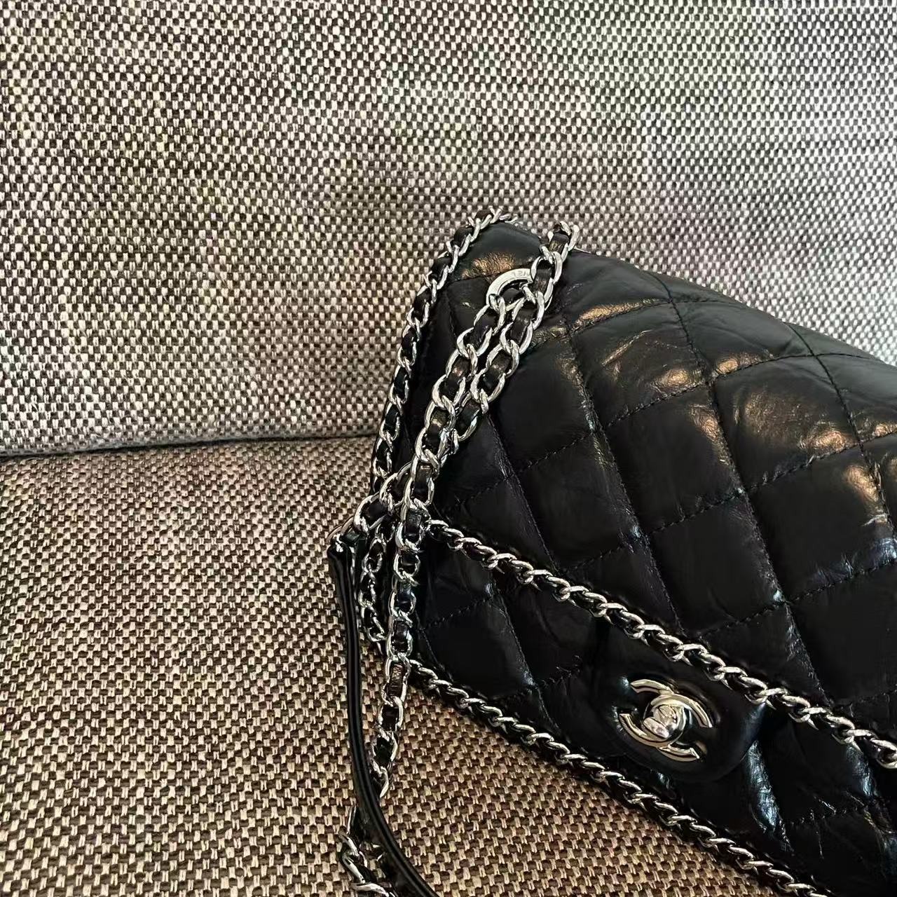 【頂級原單】Chanel Vintage系列銀色滾邊鏈條包