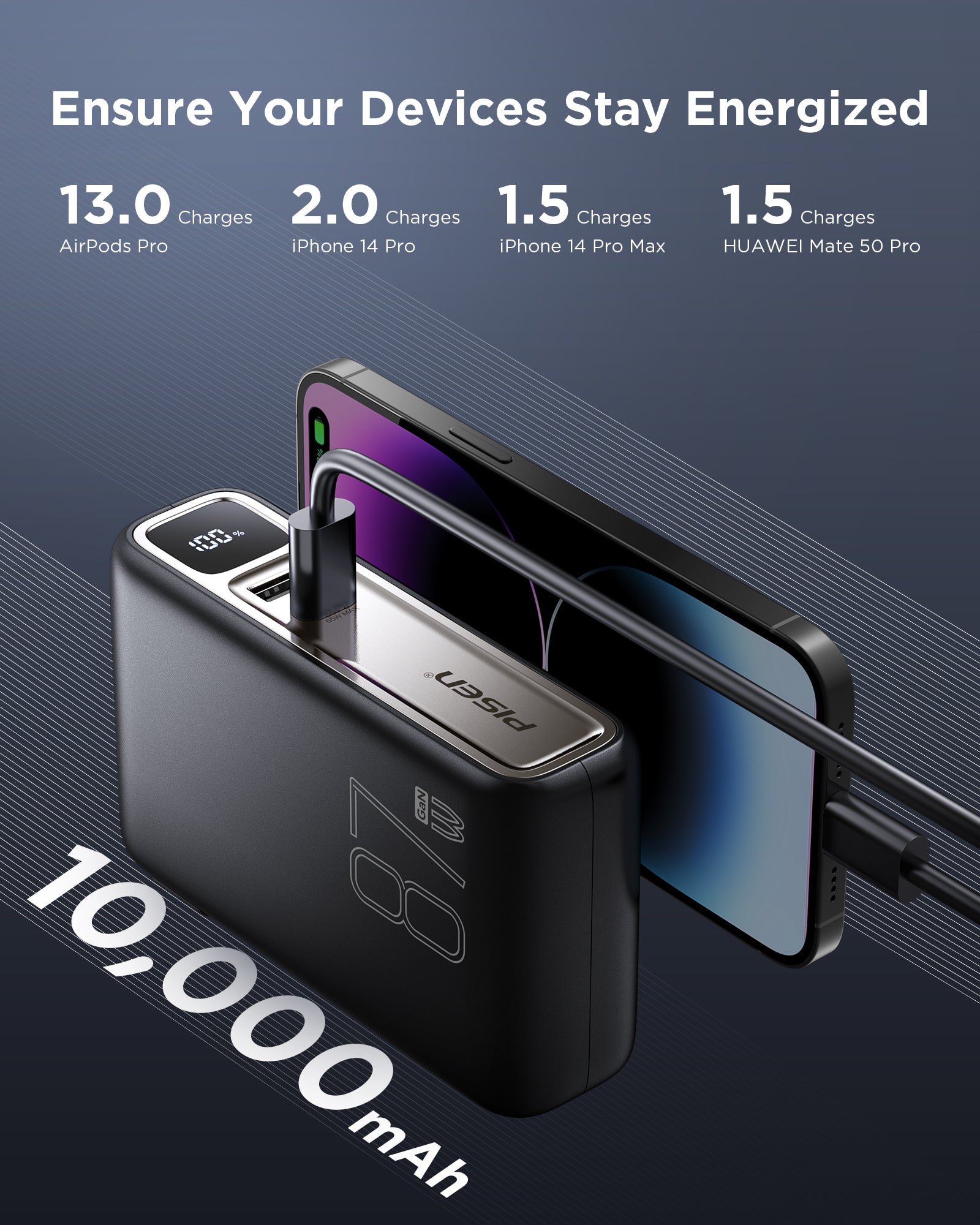 Pisen Pro 87W Powerbank GaN 10000mAh and Charger 2 in 1