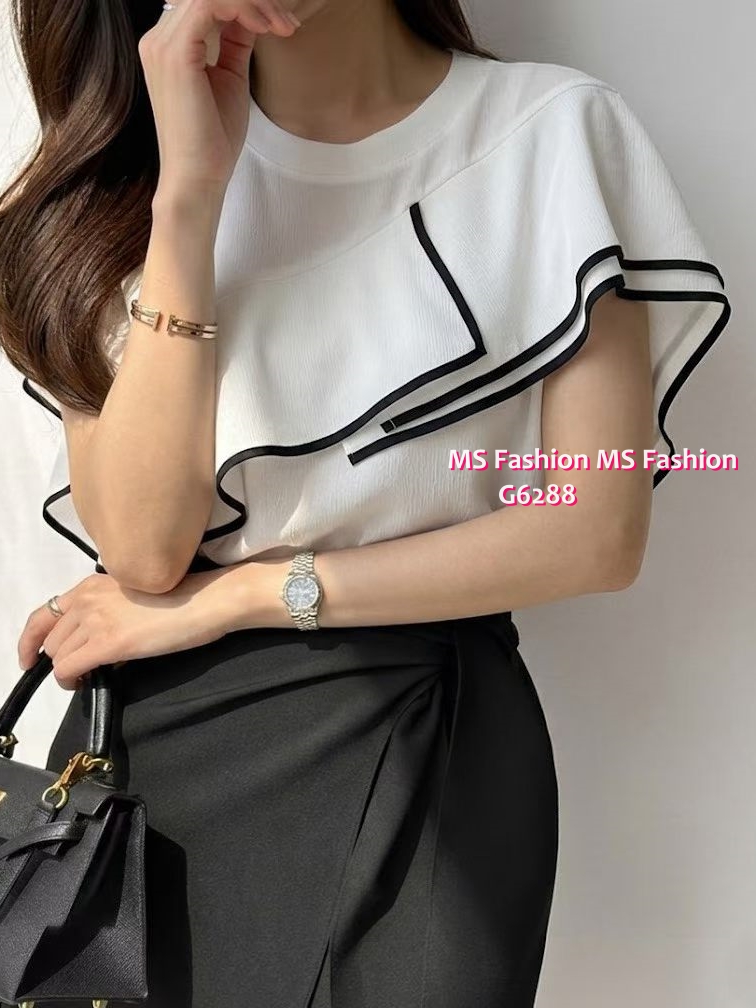 G6288 韓國🇰🇷靚料拼邊ruffle top