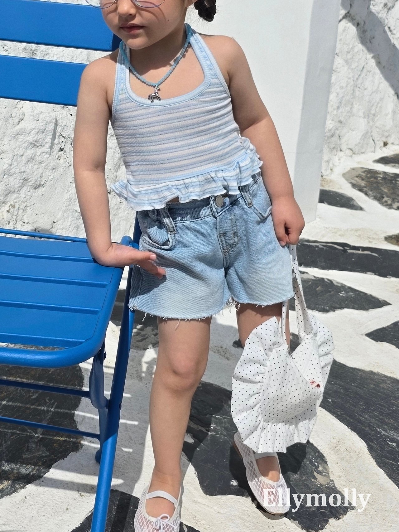 Ellymolly | stripe sleeveless (Blue/green (90-100)