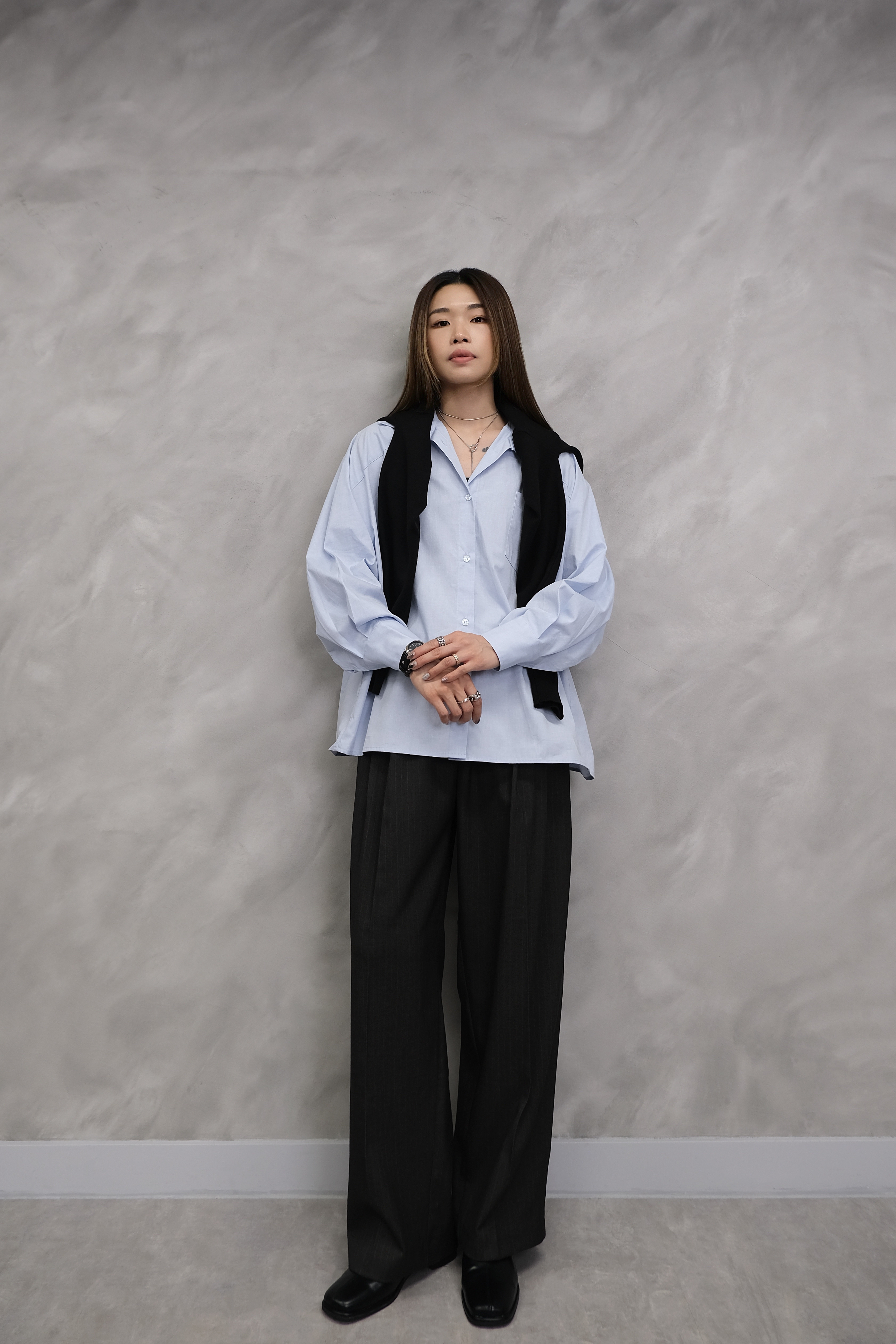 Drawstring Pleated Wide Trousers #pt84